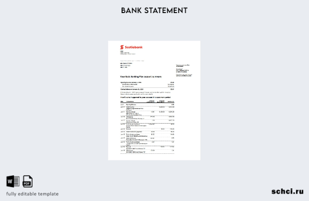 цифровая загрузка шаблона слова выписки австралийского банка Scotiabank